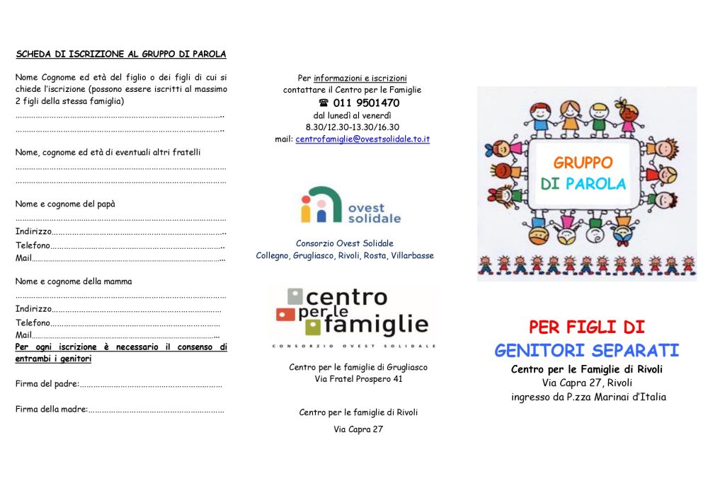 Gruppo di Parola per figli di genitori separati