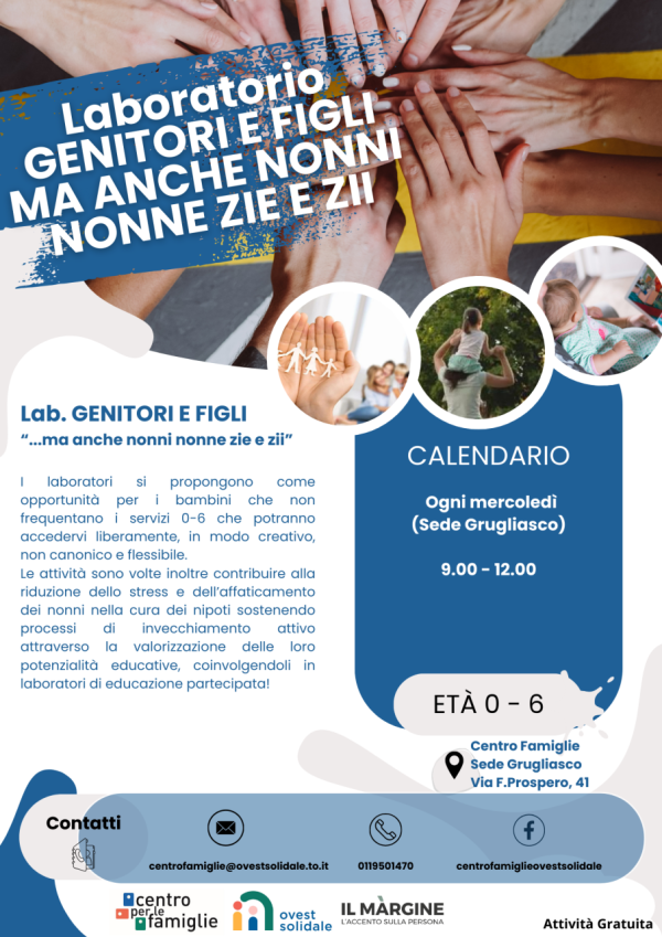 Laboratorio genitori e figli "...ma anche nonne, nonni, zie e zii"