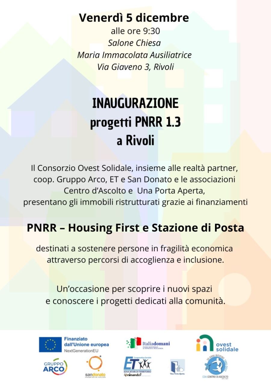 Inaugurazione progetti PNRR 1.3 Housing First e Stazione di Posta a Rivoli